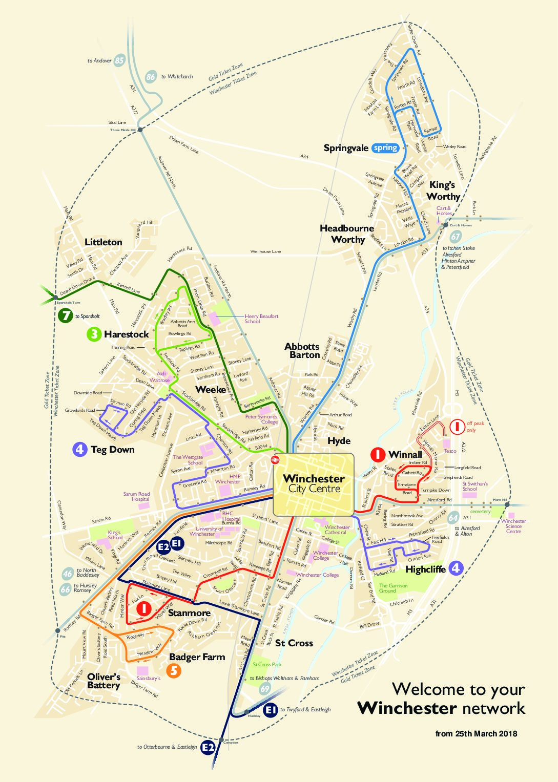 Winchester Bus Routes Map